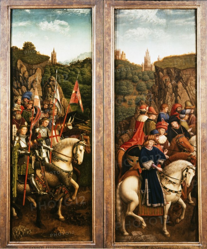 The Ghent Altarpiece. Adoration of the Mystic Lamb: Just Judges and the Knights of Christ, 1432. Creator: Eyck, Jan van (1390-1441).