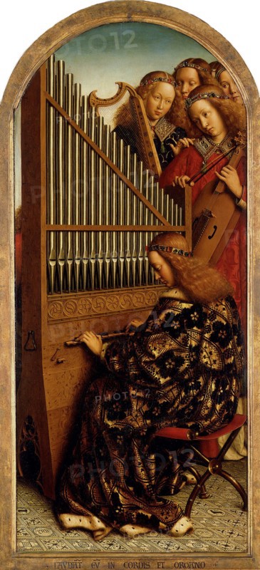 The Ghent Altarpiece. Adoration of the Mystic Lamb: Music-making Angels, 1432. Creator: Eyck, Jan van (1390-1441).