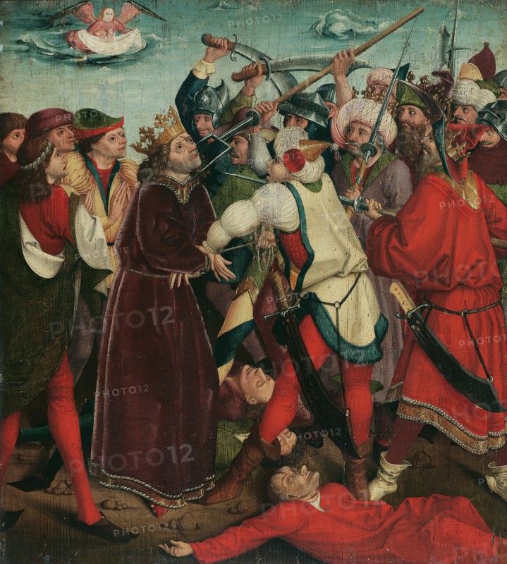 The Martyrdom of Saint Oswald at the Battle of Maserfield, c. 1480-1485. Creator: Master of the Oswald legend (active 1470-1485).