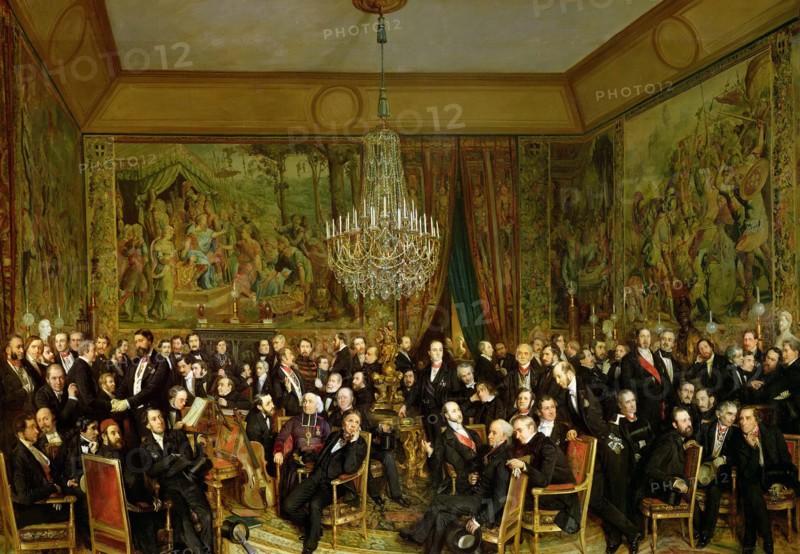 The Salon of Alfred Emilien, Comte de Nieuwerkerke (1811-1892) at the Louvre, 1855. Creator: Biard, François-August (1798-1882).