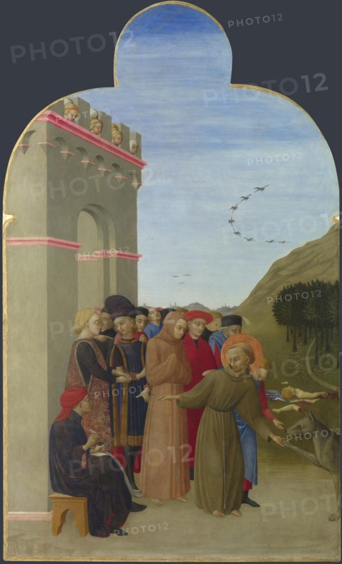 The Wolf of Gubbio (From Borgo del Santo Sepolcro Altarpiece), 1437-1444. Creator: Sassetta (1392-1450).