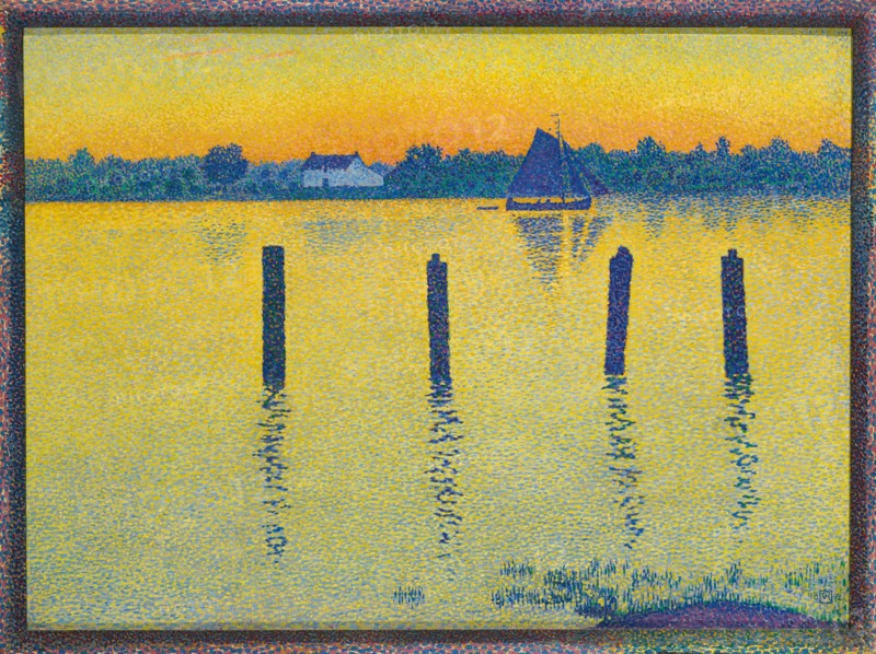 Voilier sur l'Escaut (Sailing Boat on the River Escaut), 1892. Creator: Rysselberghe, Théo van (1862-1926).