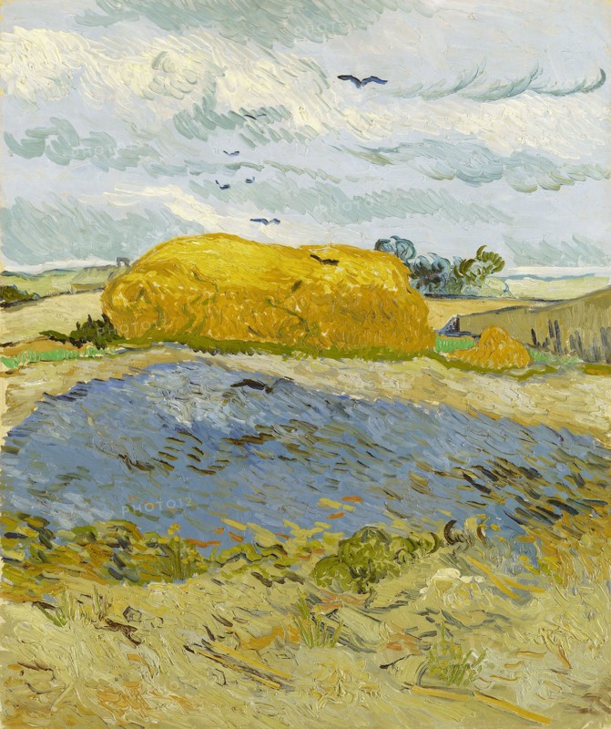Wheat stack under a cloudy sky, Auvers-sur-Oise, 1889. Creator: Gogh, Vincent, van (1853-1890).