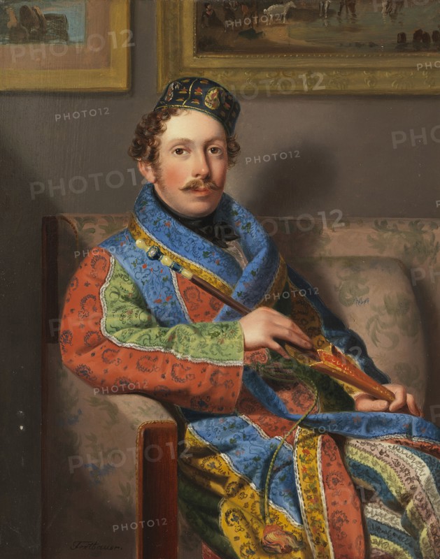 Young Gentleman in a Smoking Gown, 1830. Creator: Fertbauer, Leopold (1802-1875).