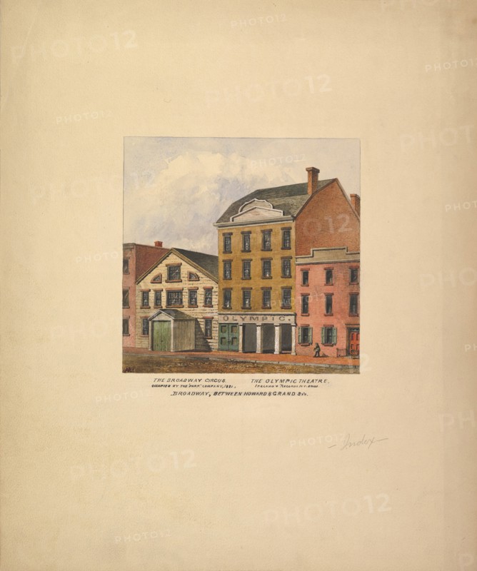 Broadway Circus and Olympic Theatre, Broadway between Howard and Grand..., New York, 1821. Creator: Anon.