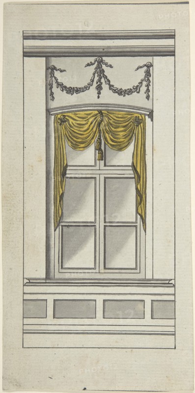 Design for a Window with Yellow Drapery, 18th century. Creator: Anon.