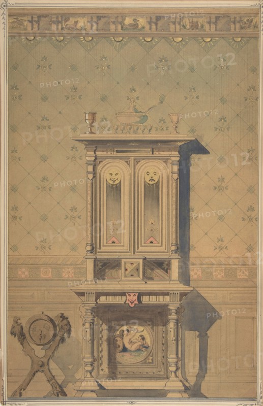 Design for a Cabinet in an Interior Setting, 1870-80. Creator: Anon.