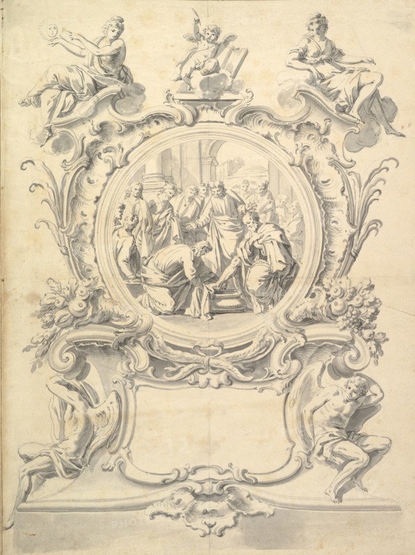 Elaborately Framed Roundel of Christ Washing the Feel of the Apostles, after 1800 (?). Creator: Anon.