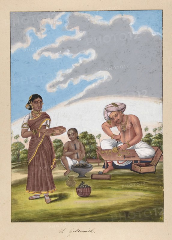 A Goldsmith, from Indian Trades and Castes, ca. 1840. Creator: Anon.