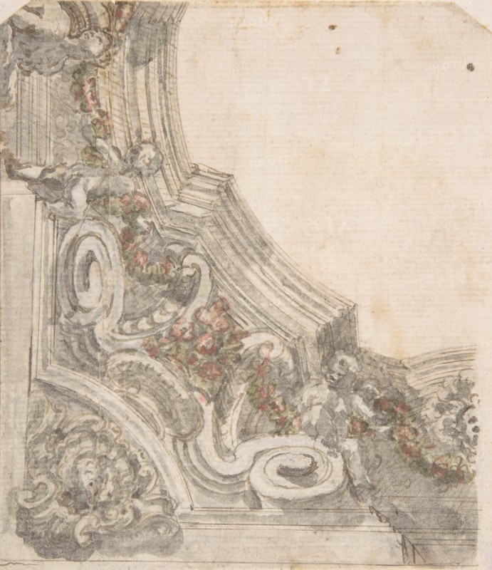 Design for the Decoration of the Corner of a Ceiling, 17th century. Creator: Anon.