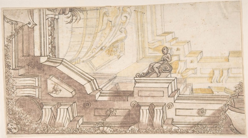 Quarter of a Design for a Trompe L'Oeil Ceiling Decoration, 17th century. Creator: Anon.