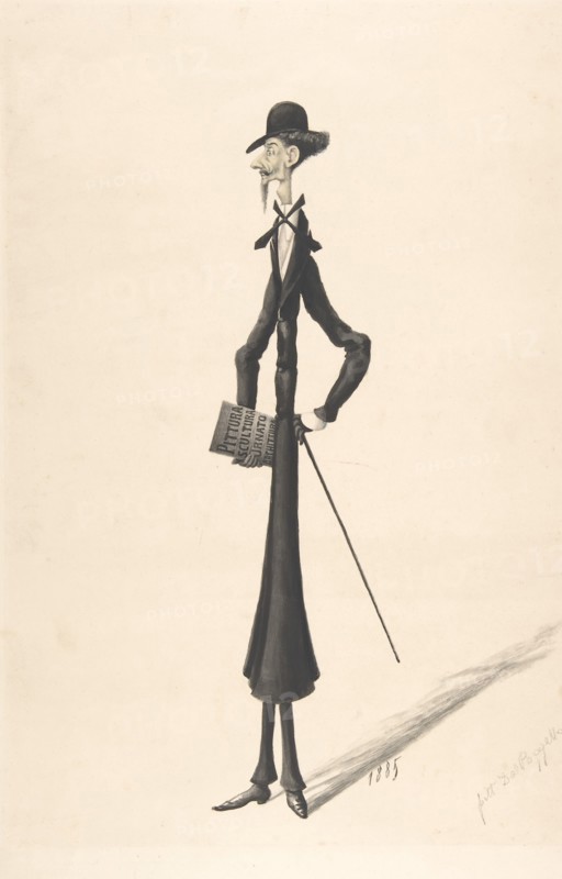 Caricature of a Tall Thin Man Carrying a Book, 1885. Creator: Anon.