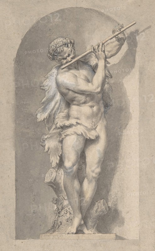 Silhouetted Study of Pan in a Niche, 18th century. Creator: Anon.