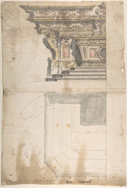 Design for one Half of an Altar: Elevation and Ground Plan, 1700-1780. Creator: Anon.