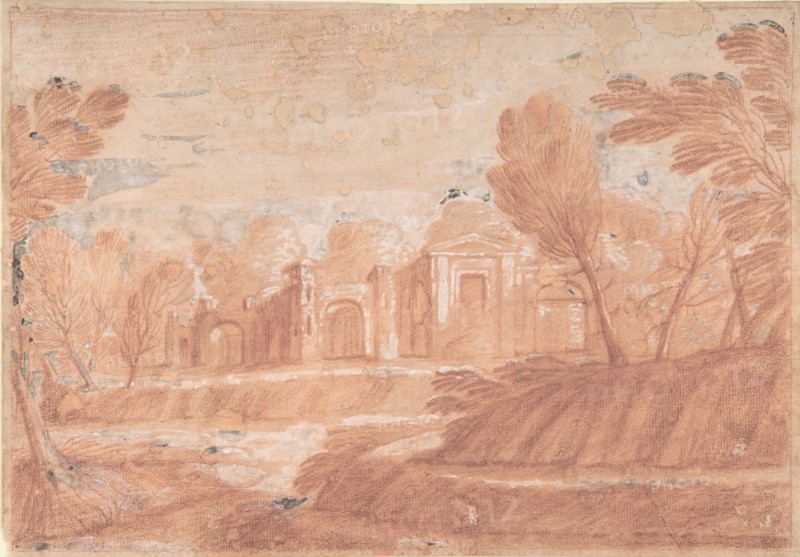 Landscape with Architectural Structure, 17th century. Creator: Anon.