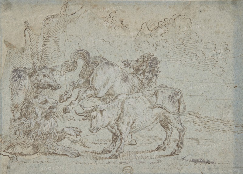 Horse, Bull, Lion, and Boar, 17th century. Creator: Anon.