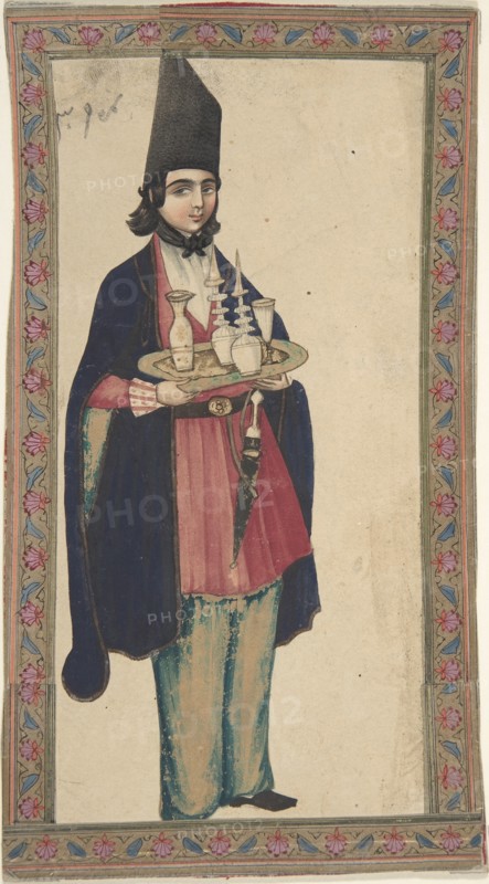 Persian Woman or Man Holding a Tray, 19th century. Creator: Anon.