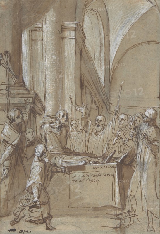 Raymond Diocrès Speaking During His Funeral (from the Life of Saint Bruno of Cologne), 1628-29. Creator: Daniele Crespi.