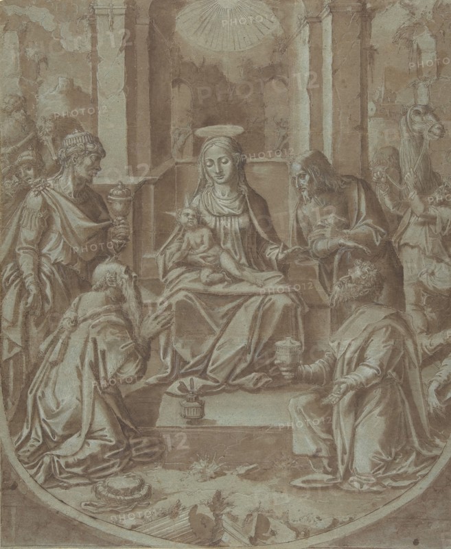 The Adoration of the Magi (Cartoon for an Embroidery), 1587-89. Creator: Attributed to Diego Lopez de Escuriaz.