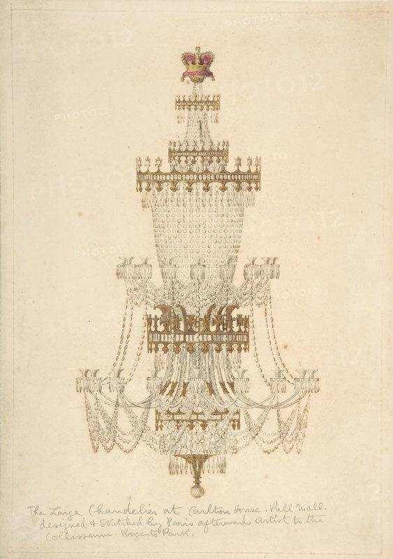 Large Chandelier at Carlton House, Pall Mall, 19th century. Creator: Edmund Thomas Parris.