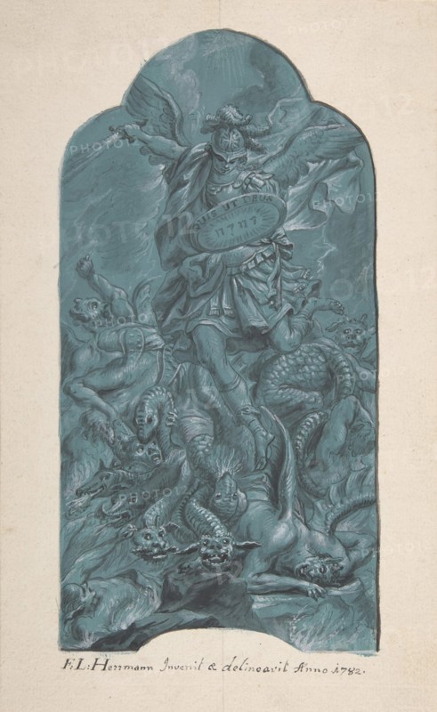 The Archangel Michael Banishing Vice, 1782. Creator: Franz Ludwig Hermann.