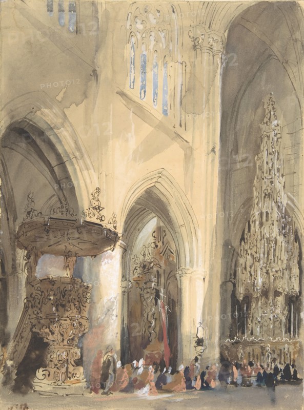 Interior of the Church of St. Jacques, Louvain, 1807-54. Creator: Jenaro Perez Villaamil.
