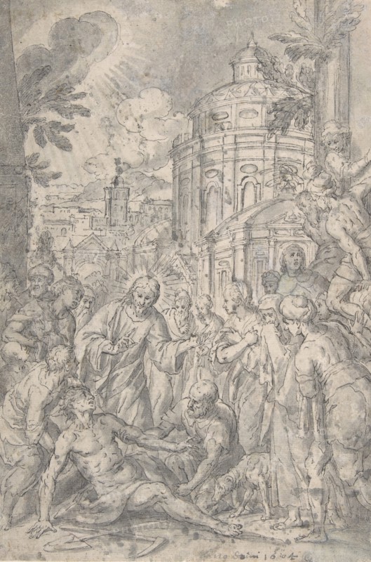 The Raising of the Youth of Naim, late 16th-early 17th century. Creator: Georg Pecham.
