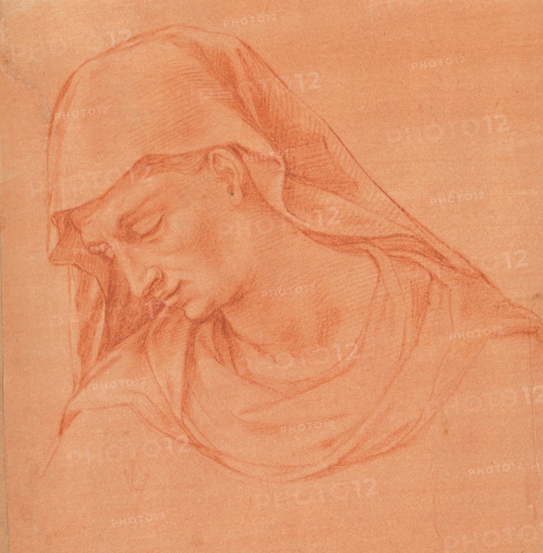 Head of a Mourning Woman in Profile to the Left, ca. 1575-80. Creator: Girolamo Macchietti.