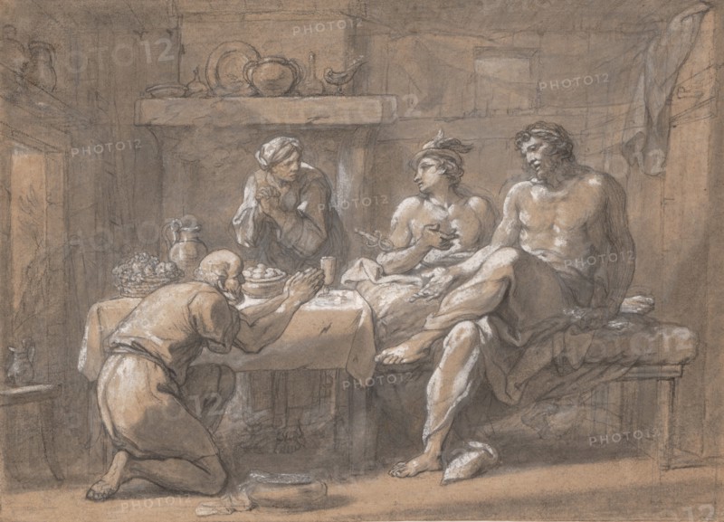 Jupiter and Mercury in the House of Baucis and Philemon, 18th century. Creator: Hyacinthe Collin de Vermont.