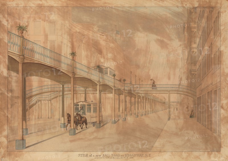 Elevated Railroad, Broadway, New York, 1861. Creator: John Beigel.