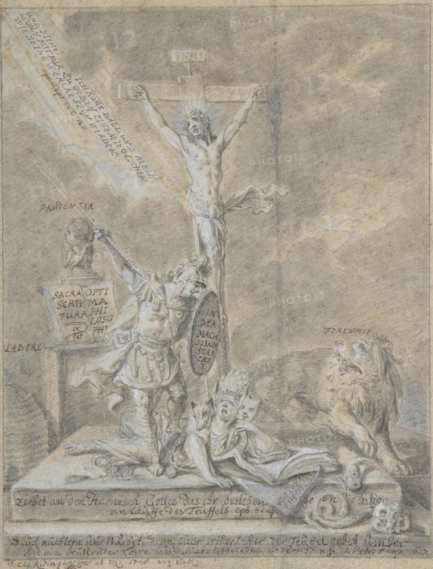 Allegory of Christian Virtues, 1746. Creator: Johann Elias Ridinger.