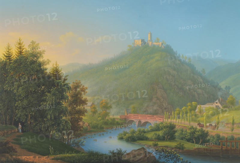View of Kynsburg over the Weistritz River Valley in Silesia, late 18th-19th century. Creator: Johann Heinrich Bleuler.
