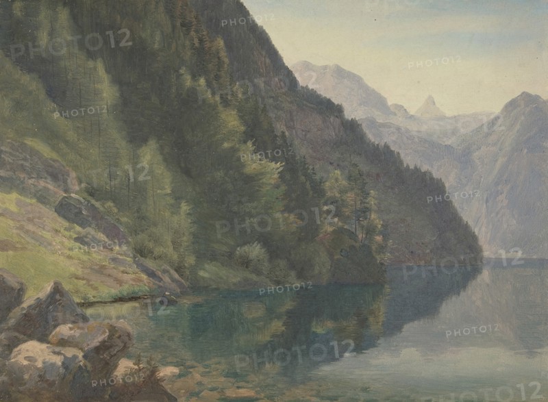Wooded Shore at the King Lake (Königsee), first half 19th century. Creator: Johann Heinrich Schilbach.