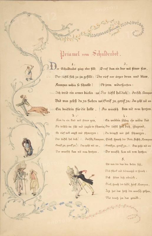 Sheets of Verses: Priamel vom Schuldenbot, late 18th-early 19th century. Creator: Johann Martin Usteri.