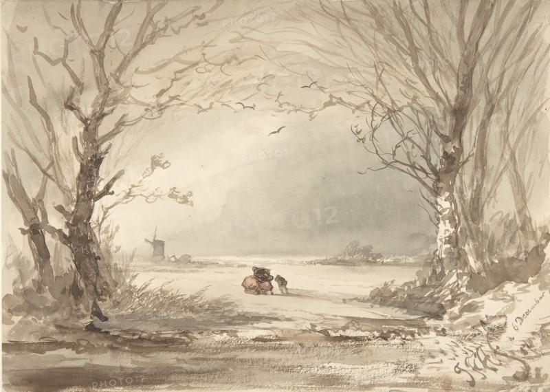 A Winter Landscape, 1854. Creator: Johannes Franciscus Hoppenbrouwers.