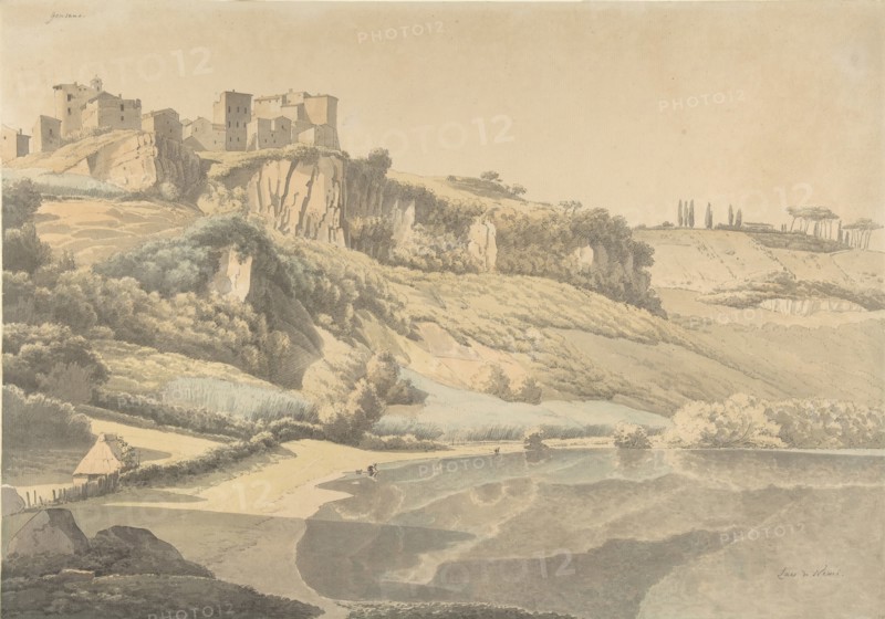 Genzano and Lake Nemi, early 19th century. Creator: Josephus Augustus Knip.