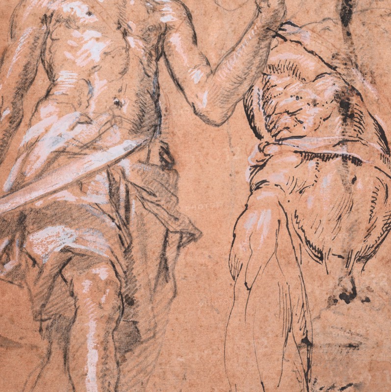 Two studies of a Standing Man with a Sword (Alexander the Great); verso: Studies..., ca. 1601. Creator: Peter Candid.
