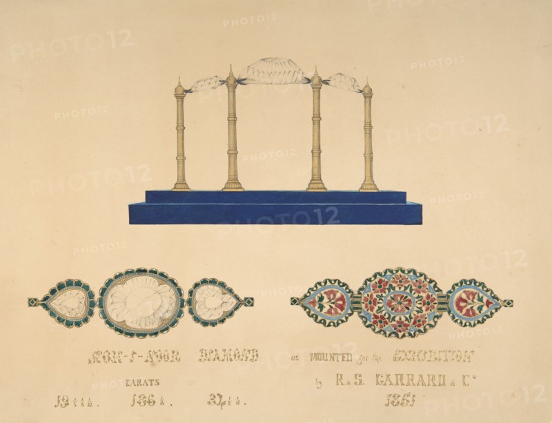 Drawing of the "Koh-I-Noor Diamond", 1851. Creator: R. S. Garrard & Co..
