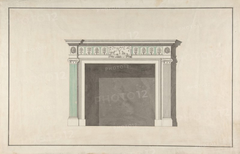 Design for a fireplace, mid-18th-late 18th century. Creator: Attributed to Robert Adam.