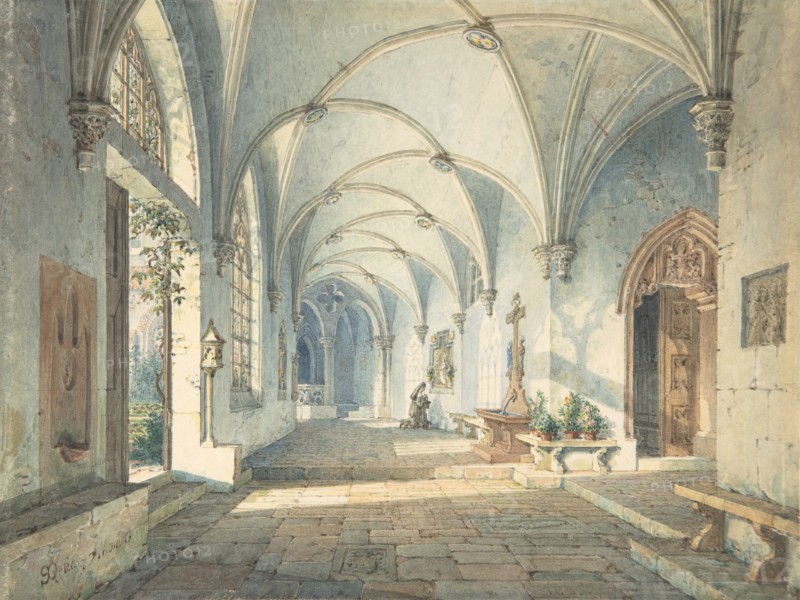 Cloisters in a Nunnery, ca. 1835.