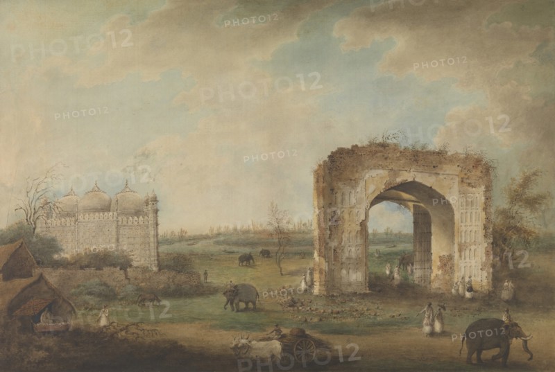View of a Mosque and Gateway at Motijhil, ca. 1814-23. Creator: Attributed to Sita Ram.