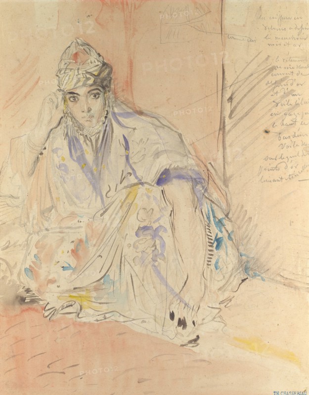 Jewish Woman of Algiers Seated on the Ground, ca. 1846. Creator: Theodore Chasseriau.