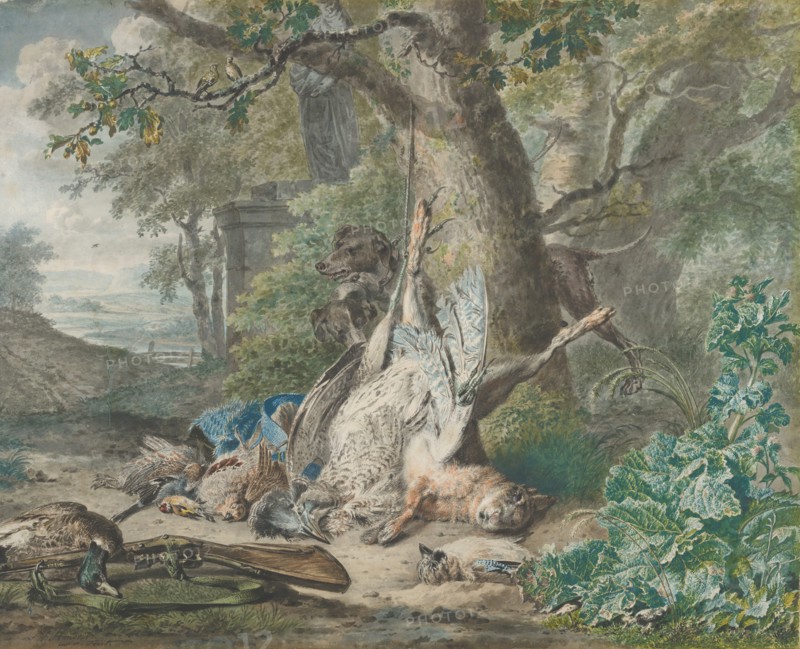 Hunting Still Life in a Forest, 1784. Creator: Wybrand Hendriks.