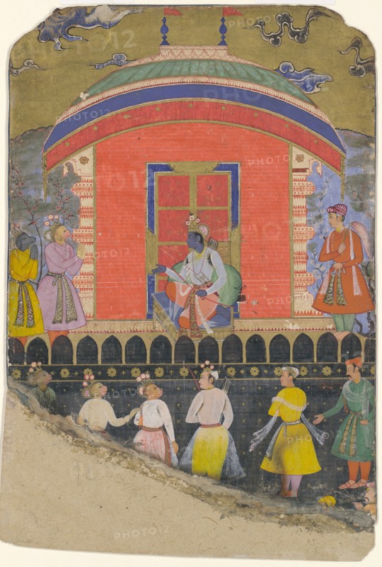 Rama Receives Sugriva and Jambavat, the Monkey and Bear Kings, Folio from..., ca. 1605. Creator: Unknown.