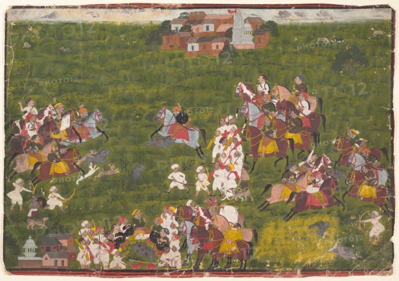 Maharana Sangram Singh Hunting Wild Boar, ca. 1725. Creator: Unknown.
