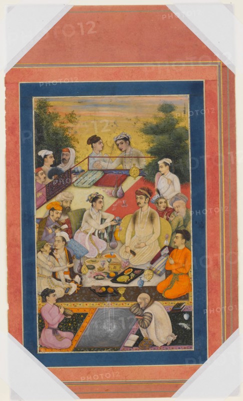 Prince Feasting on a Balcony, Folio from the Davis Album, late 17th-early 18th century. Creator: Unknown.