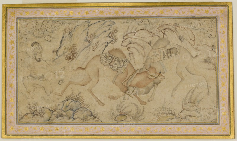 Two Camels Fighting, late 16th-early 17th century. Creator: Unknown.