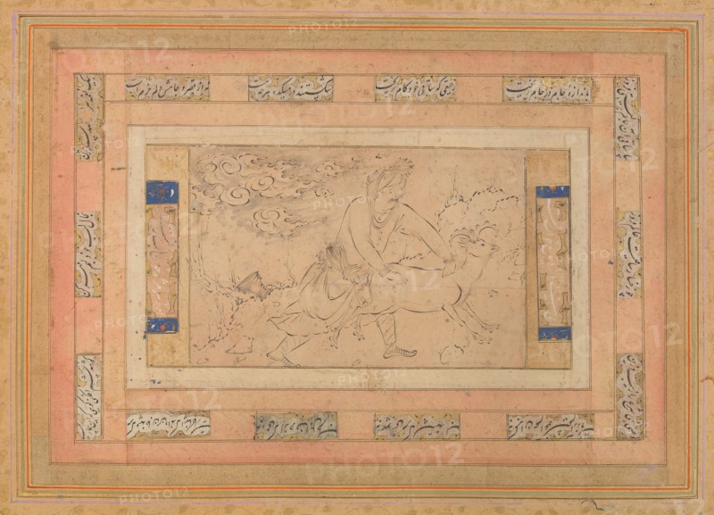 Man with a Ram, Folio from the Bellini Album, ca. 1600. Creator: Unknown.
