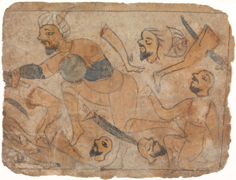 Battle Scene, 13th century. Creator: Unknown.