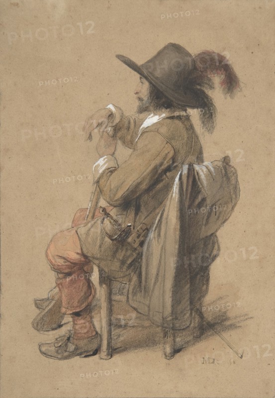 Seated Cavalier, mid-19th century. Creator: Jean-Baptiste Madou.